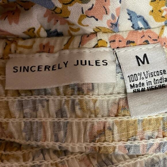 Sincerely Jules Multicolor Floral Smocked Spaghetti Strap Midi Summer Dress Sz M - Picture 4 of 4